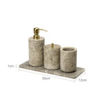 Authentic Emperador Light Marble Bathroom Accessory Set (7-Piece)