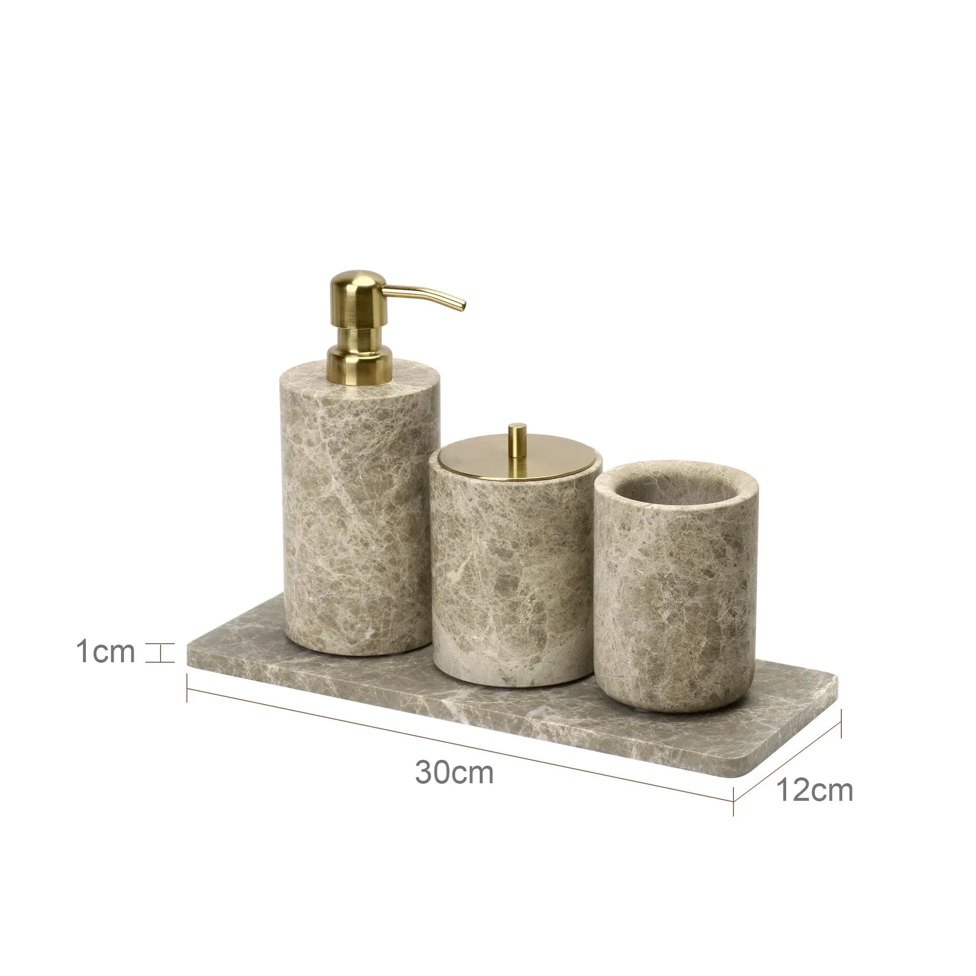 Authentic Emperador Light Marble Bathroom Accessory Set (7-Piece)