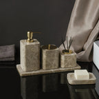 Authentic Emperador Light Marble Bathroom Accessory Set (7-Piece)