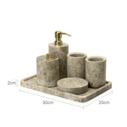 Authentic Emperador Light Marble Bathroom Accessory Set (7-Piece)