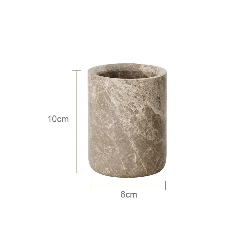 Authentic Emperador Light Marble Bathroom Accessory Set (7-Piece)