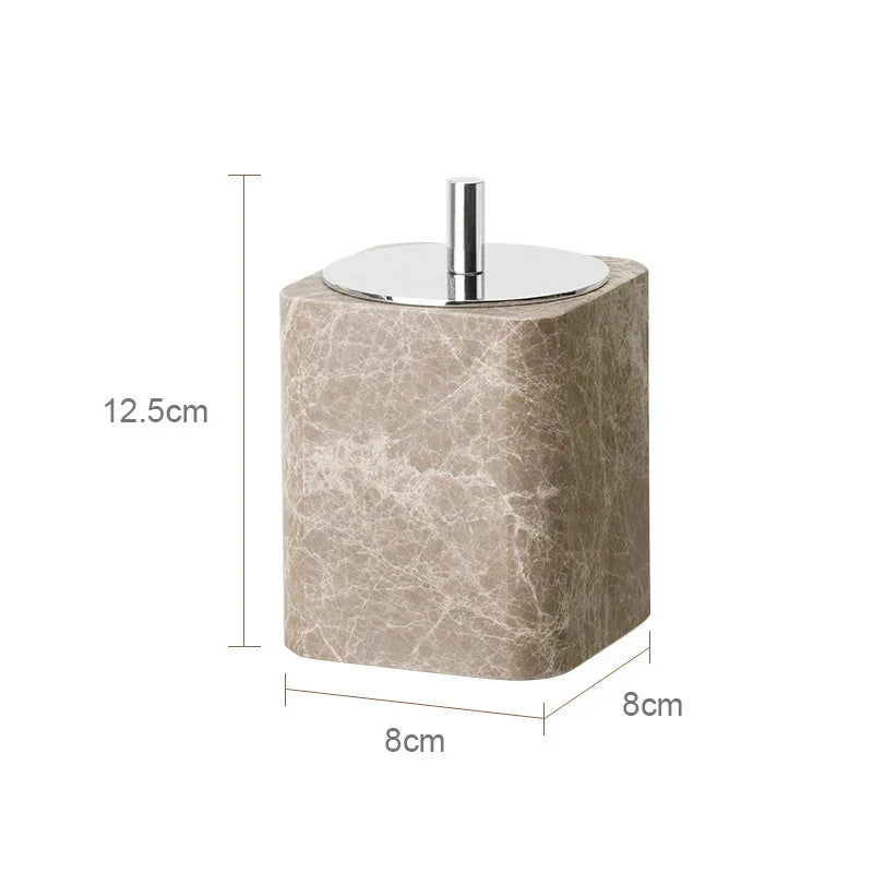 Authentic Emperador Light Marble Bathroom Accessory Set (7-Piece)
