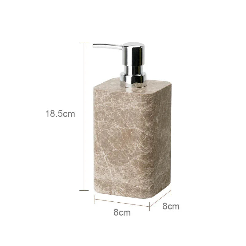 Authentic Emperador Light Marble Bathroom Accessory Set (7-Piece)