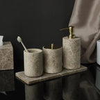 Authentic Emperador Light Marble Bathroom Accessory Set (7-Piece)