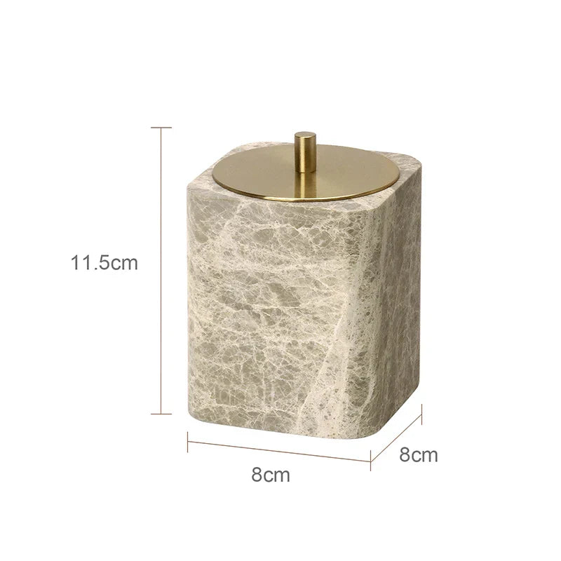 Authentic Emperador Light Marble Bathroom Accessory Set (7-Piece)