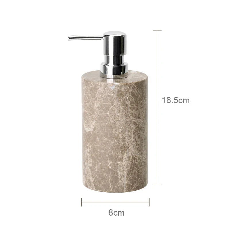 Authentic Emperador Light Marble Bathroom Accessory Set (7-Piece)