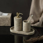 Authentic Emperador Light Marble Bathroom Accessory Set (7-Piece)