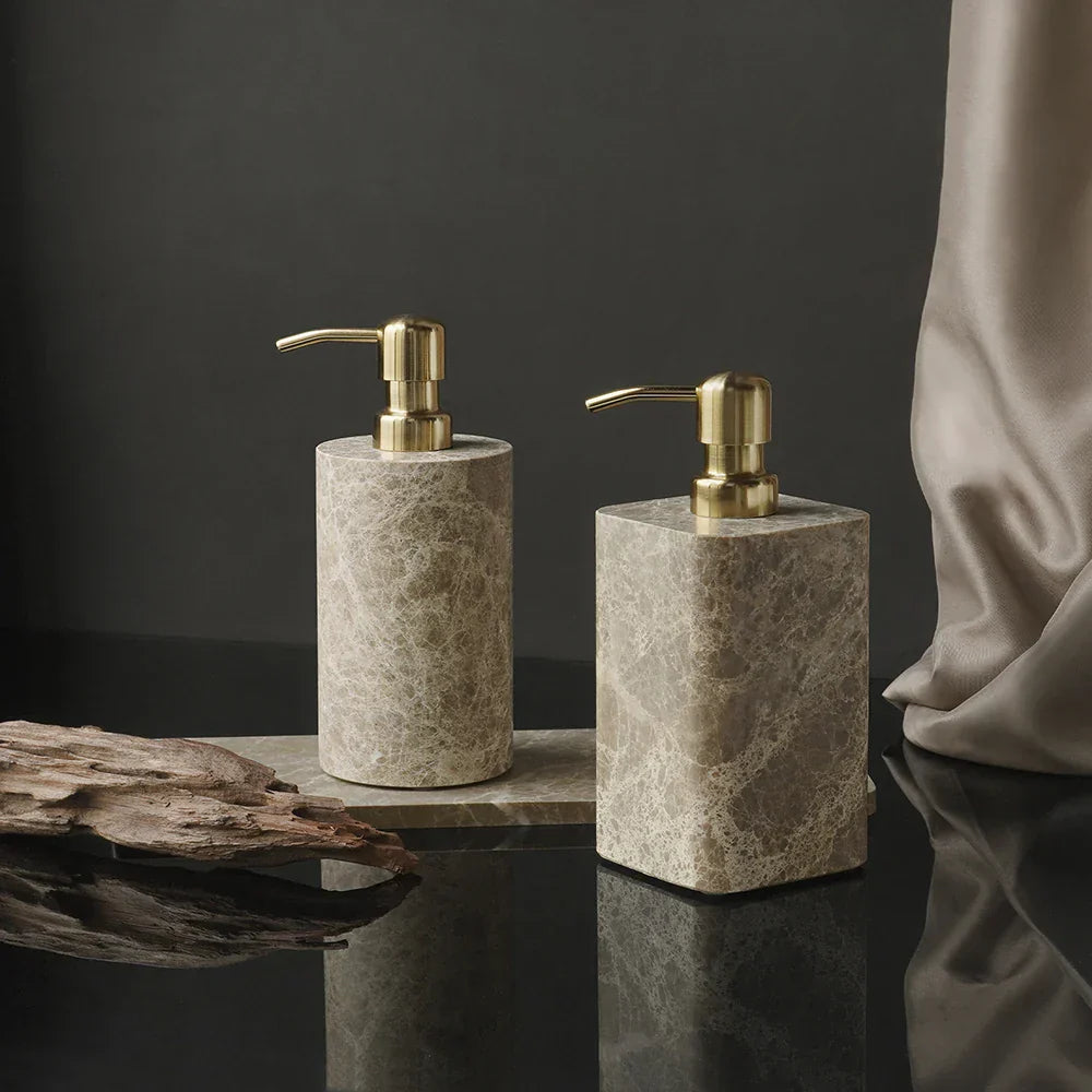 Authentic Emperador Light Marble Bathroom Accessory Set (7-Piece)