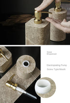 Authentic Emperador Light Marble Bathroom Accessory Set (7-Piece)