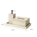 Authentic Travertine Marble Bathroom Accessory Set (4-Piece)
