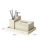 Authentic Travertine Marble Bathroom Accessory Set (4-Piece)