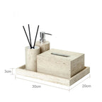 Authentic Travertine Marble Bathroom Accessory Set (4-Piece)