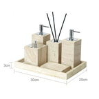 Authentic Travertine Marble Bathroom Accessory Set (4-Piece)