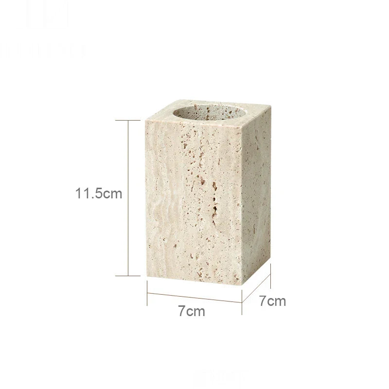 Authentic Travertine Marble Bathroom Accessory Set (4-Piece)