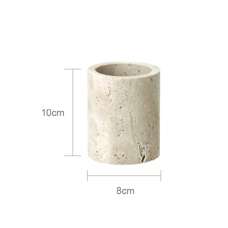 Authentic Travertine Marble Bathroom Accessory Set (4-Piece)