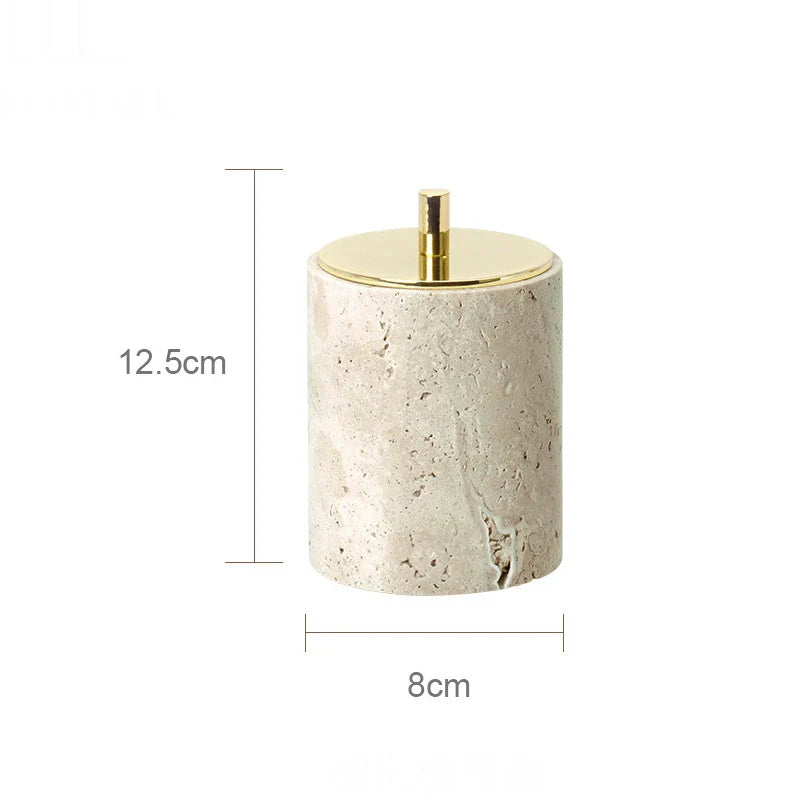Authentic Travertine Marble Bathroom Accessory Set (4-Piece)
