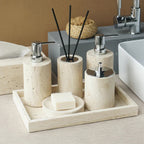 Authentic Travertine Marble Bathroom Accessory Set (4-Piece)