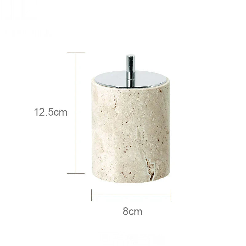 Authentic Travertine Marble Bathroom Accessory Set (4-Piece)