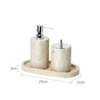 Authentic Travertine Marble Bathroom Accessory Set (4-Piece)