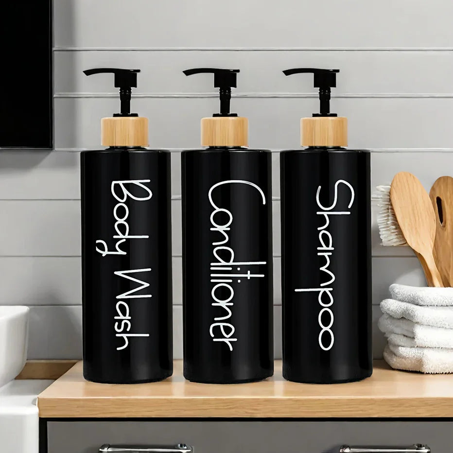 BPA-Free Bamboo Pump Dispenser Set (3-Pack)