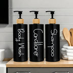BPA-Free Bamboo Pump Dispenser Set (3-Pack)