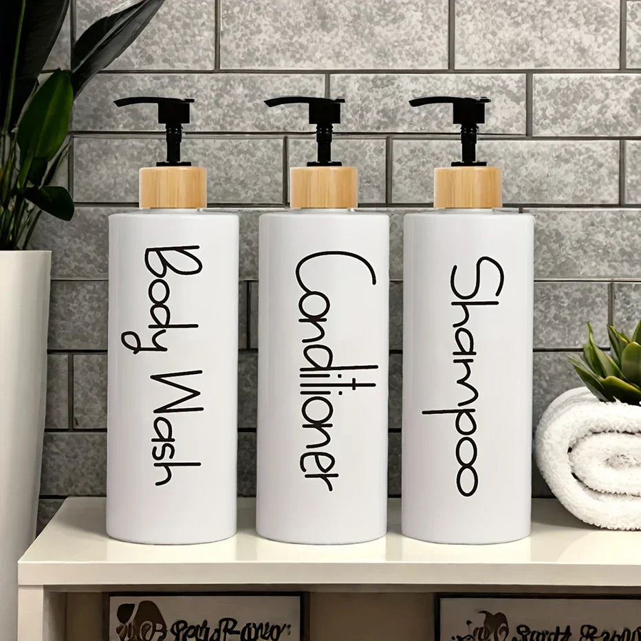 BPA-Free Bamboo Pump Dispenser Set (3-Pack)