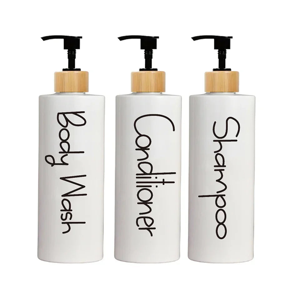 BPA-Free Bamboo Pump Dispenser Set (3-Pack)