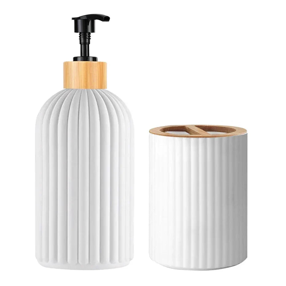 Bamboo-Accented Space-Saving Bathroom Organizer Set (3-Piece)