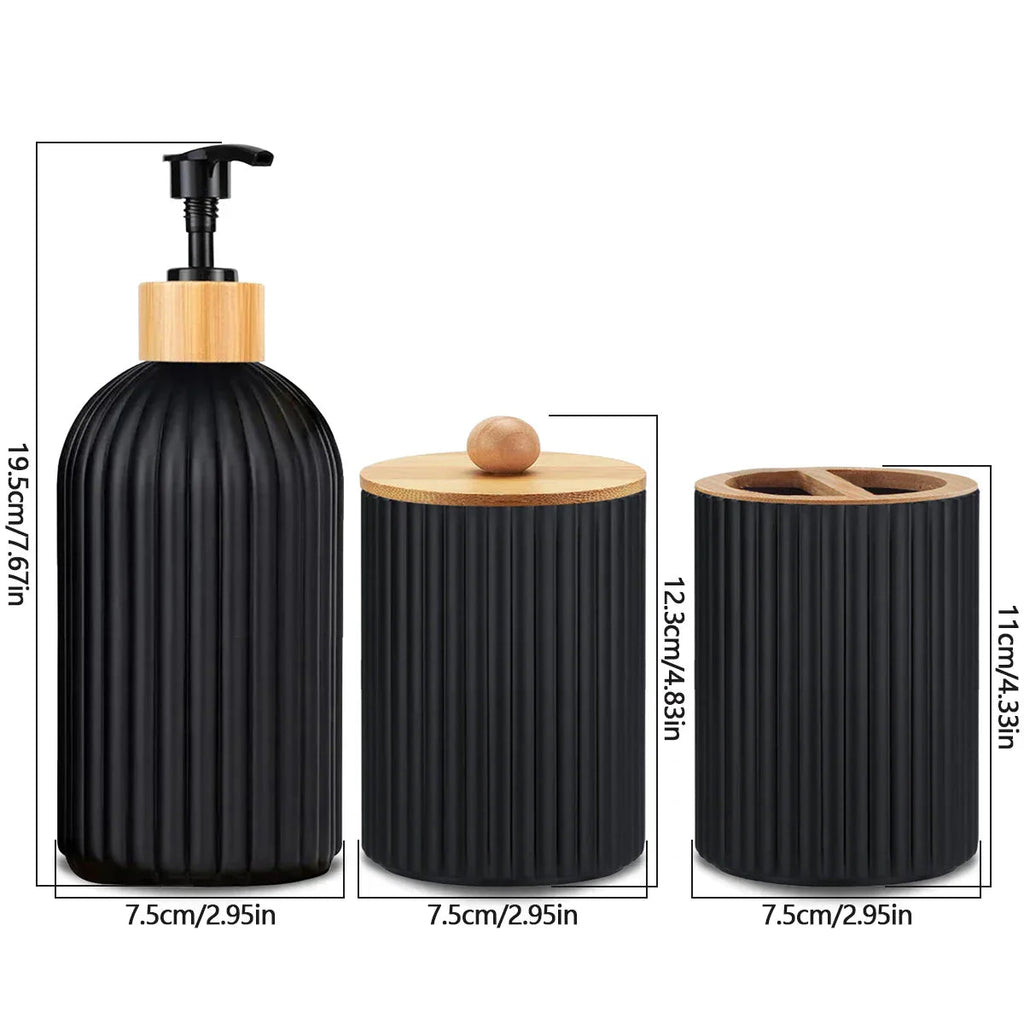 Bamboo-Accented Space-Saving Bathroom Organizer Set (3-Piece)