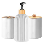Bamboo-Accented Space-Saving Bathroom Organizer Set (3-Piece)