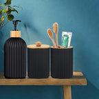Bamboo-Accented Space-Saving Bathroom Organizer Set (3-Piece)