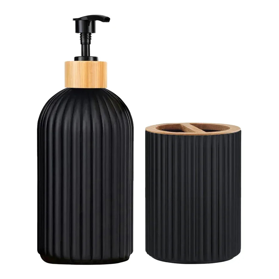 Bamboo-Accented Space-Saving Bathroom Organizer Set (3-Piece)