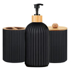 Bamboo-Accented Space-Saving Bathroom Organizer Set (3-Piece)