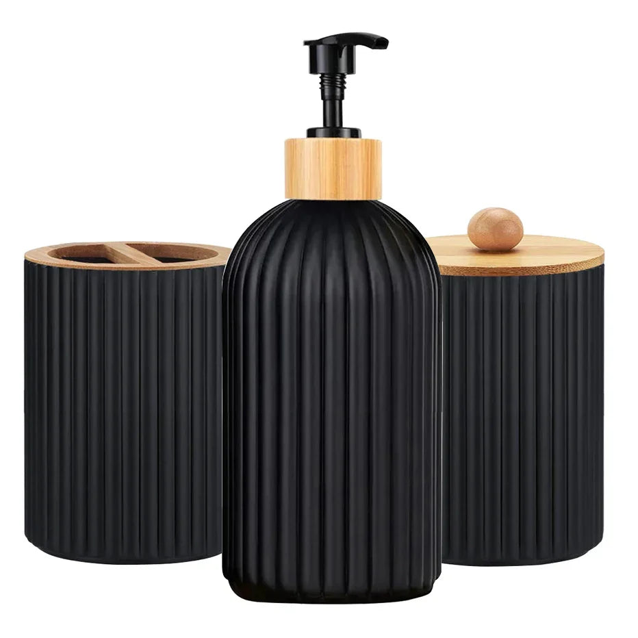 Bamboo-Accented Space-Saving Bathroom Organizer Set (3-Piece)