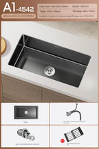 Black Stainless Steel Single-Bowl Undermount Sink Set (Includes Waterfall Faucet & Soap Dispenser)