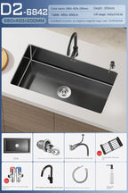 Black Stainless Steel Single-Bowl Undermount Sink Set (Includes Waterfall Faucet & Soap Dispenser)