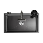 Black Stainless Steel Single-Bowl Undermount Sink Set (Includes Waterfall Faucet & Soap Dispenser)
