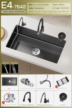 Black Stainless Steel Single-Bowl Undermount Sink Set (Includes Waterfall Faucet & Soap Dispenser)