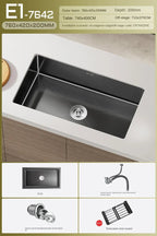 Black Stainless Steel Single-Bowl Undermount Sink Set (Includes Waterfall Faucet & Soap Dispenser)
