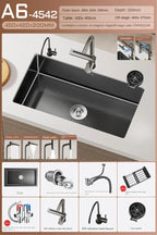 Black Stainless Steel Single-Bowl Undermount Sink Set (Includes Waterfall Faucet & Soap Dispenser)