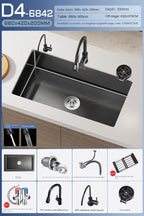 Black Stainless Steel Single-Bowl Undermount Sink Set (Includes Waterfall Faucet & Soap Dispenser)