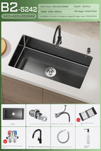 Black Stainless Steel Single-Bowl Undermount Sink Set (Includes Waterfall Faucet & Soap Dispenser)