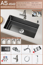 Black Stainless Steel Single-Bowl Undermount Sink Set (Includes Waterfall Faucet & Soap Dispenser)