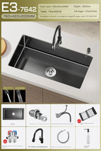Black Stainless Steel Single-Bowl Undermount Sink Set (Includes Waterfall Faucet & Soap Dispenser)