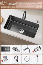 Black Stainless Steel Single-Bowl Undermount Sink Set (Includes Waterfall Faucet & Soap Dispenser)
