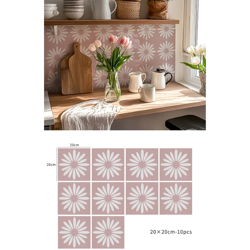 Bohemian Terracotta Self-Adhesive Tile Stickers (Set of 10)
