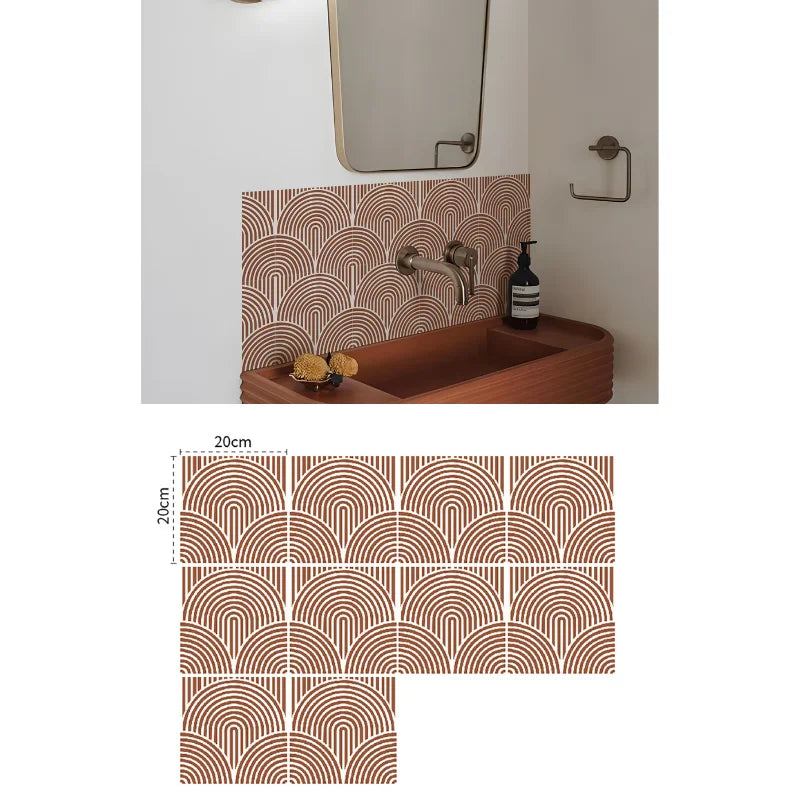 Bohemian Terracotta Self-Adhesive Tile Stickers (Set of 10)
