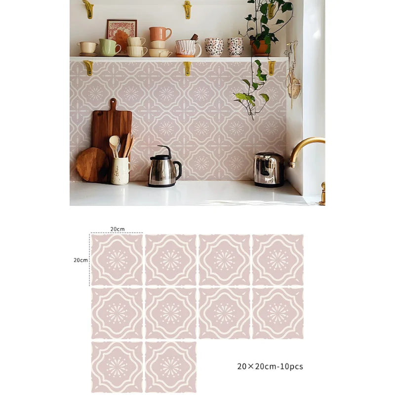 Bohemian Terracotta Self-Adhesive Tile Stickers (Set of 10)