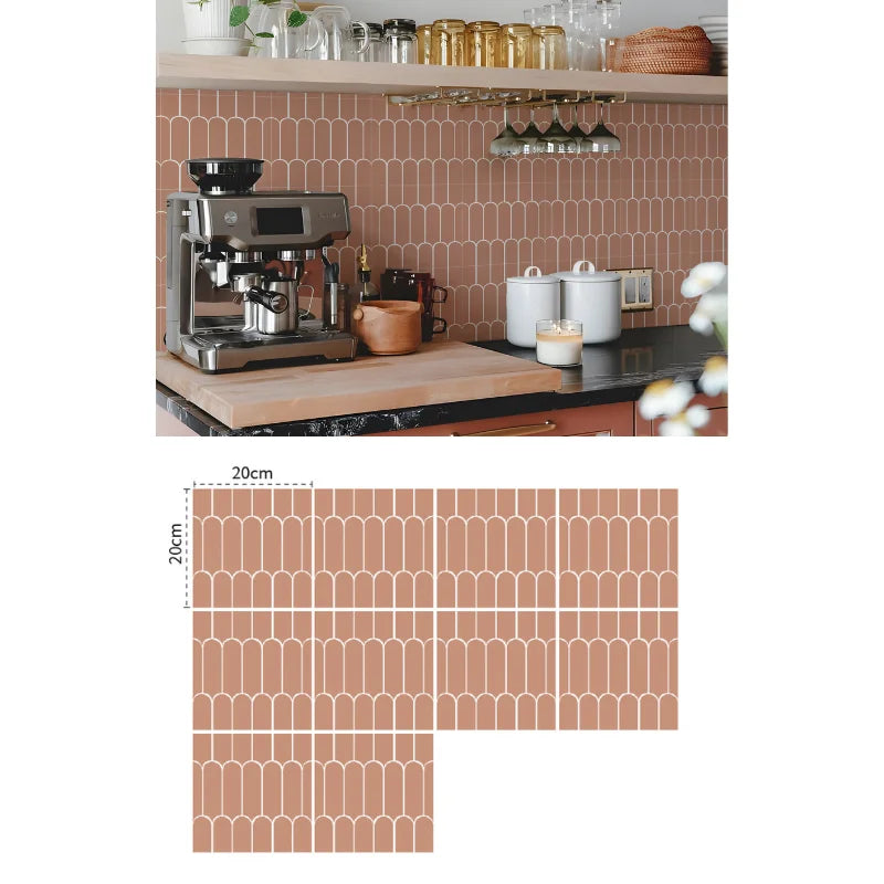 Bohemian Terracotta Self-Adhesive Tile Stickers (Set of 10)
