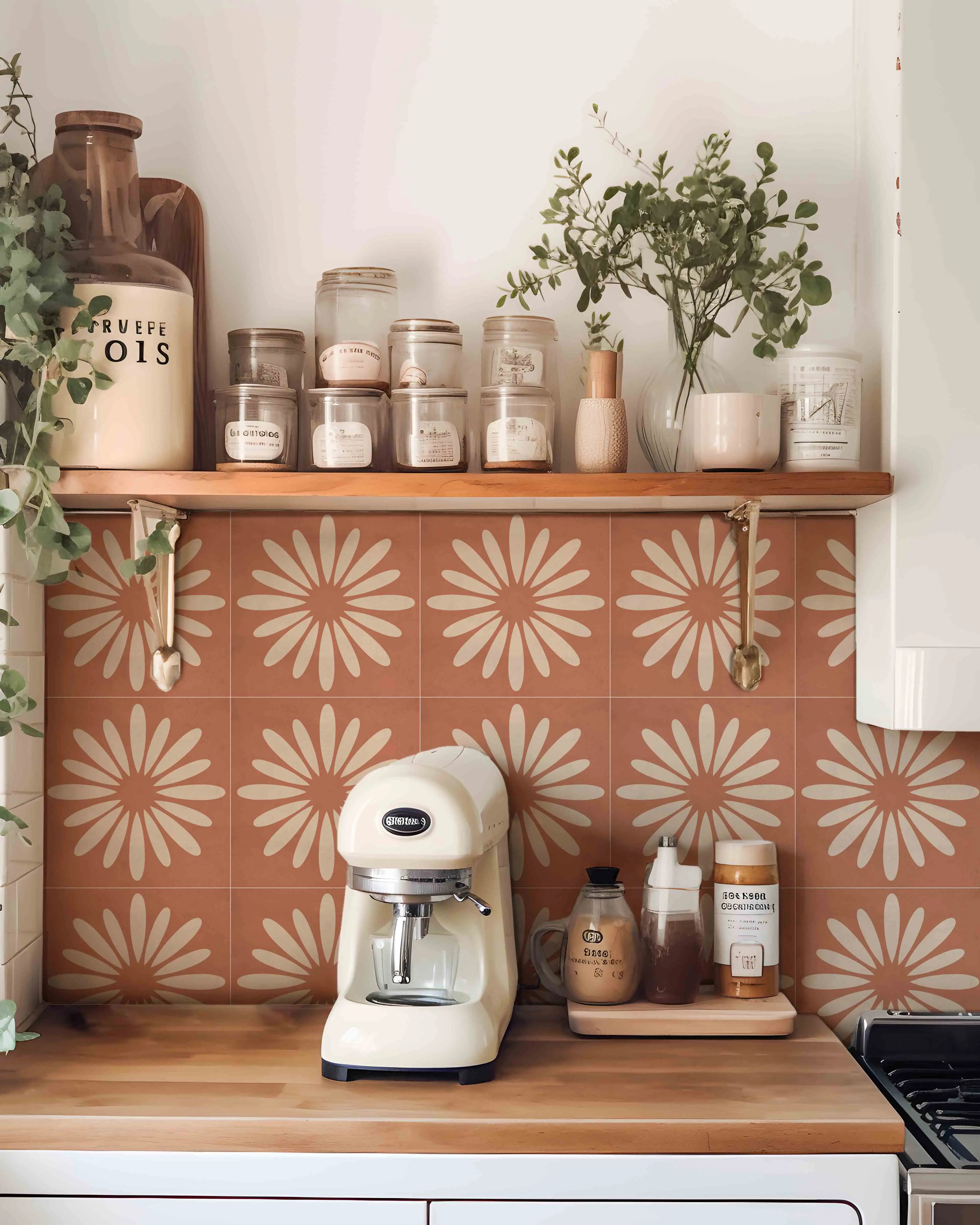Bohemian Terracotta Self-Adhesive Tile Stickers (Set of 10)